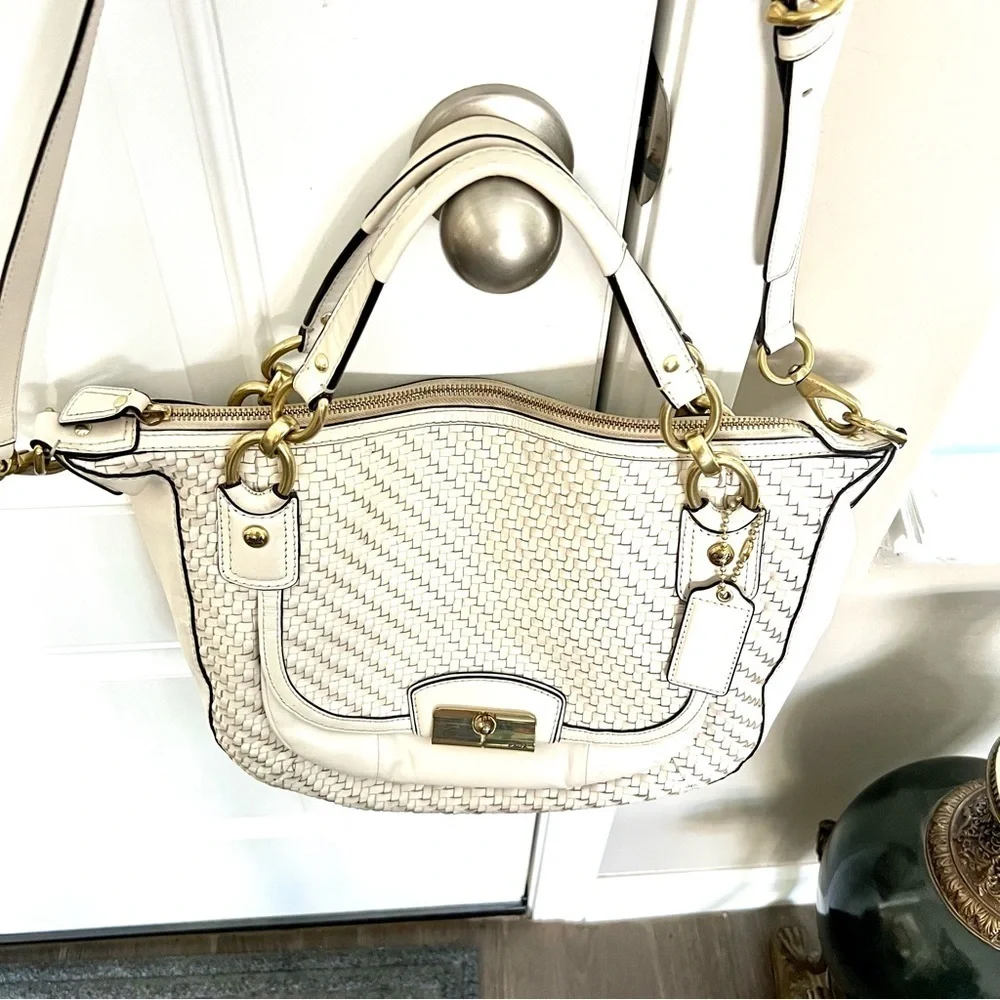 Coach Vintage Plaid Beige Leather Shoulders/Crossbody/Satchels Bag